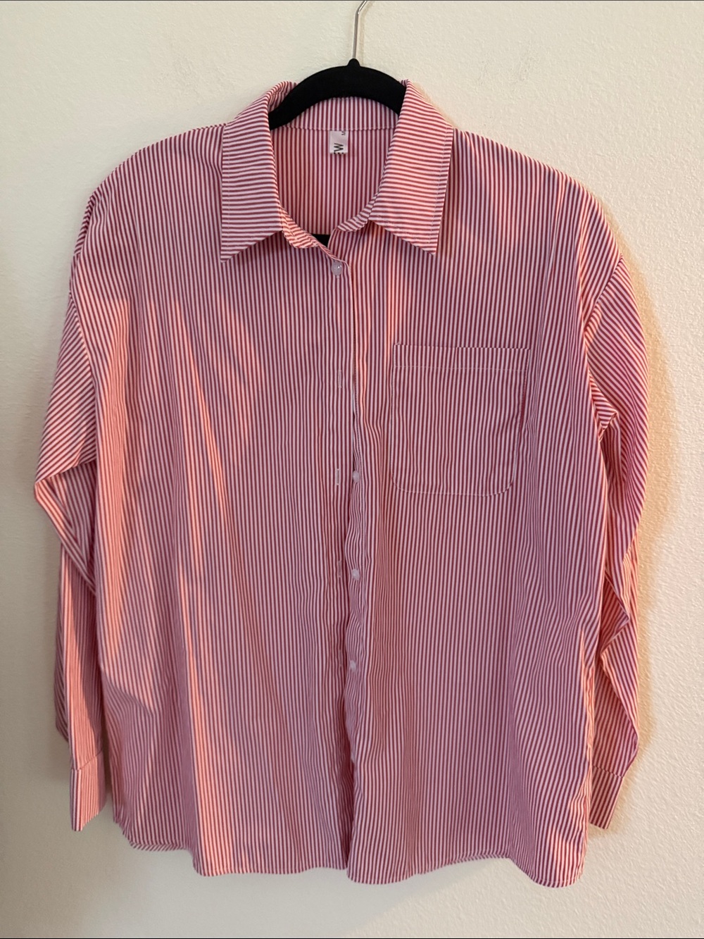 Classic Long-Sleeve Pink & White Stripe Dress Shirt